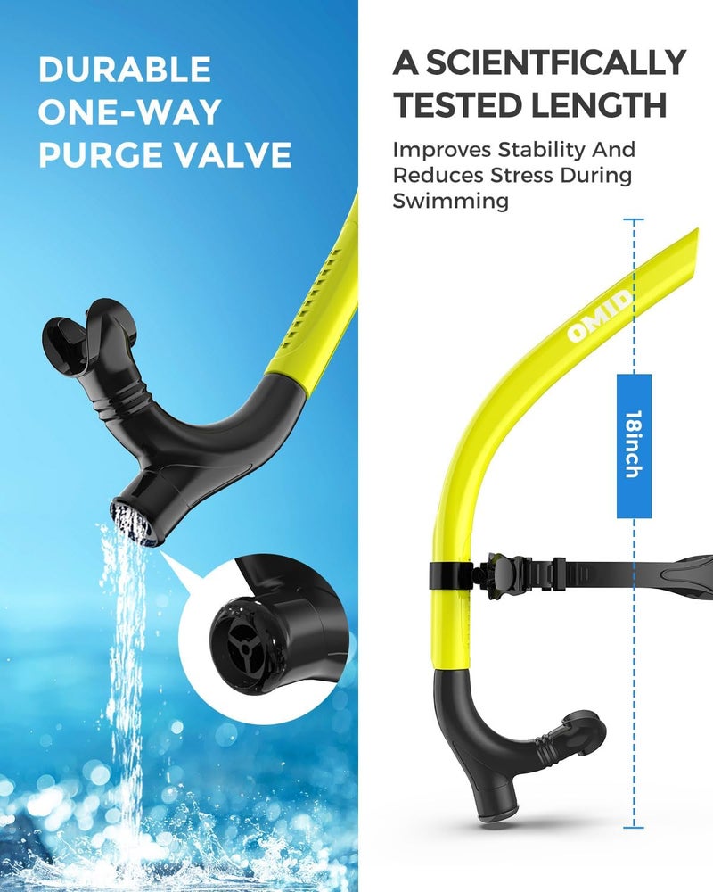 OMID SN1 Snorkel for Adult Youth, Diving Snorkel with One-Way Purge Valve, Food-Grade Silicone Mouthpiece - Image 2